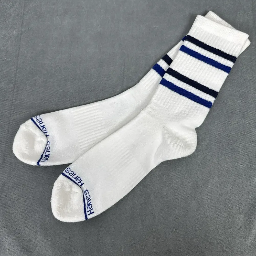 Vintage Hanes Tube Socks Blue Black Stripes NOS Athletic Retro Style 80s 90s